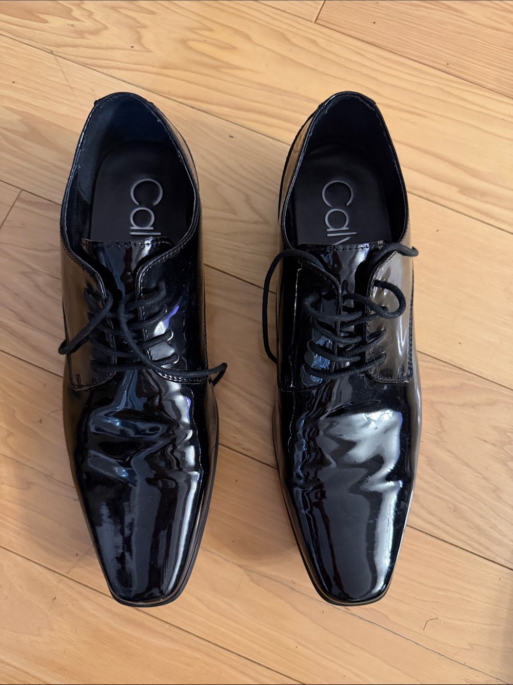 Calvin Klein Men's Black Patent Leather Brodie Lace-Up Oxfords